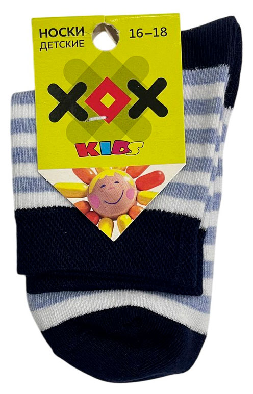 Изображение товара Детские носки ХОХ Kids бело-голубые, размер 16-18, повседневные полоски