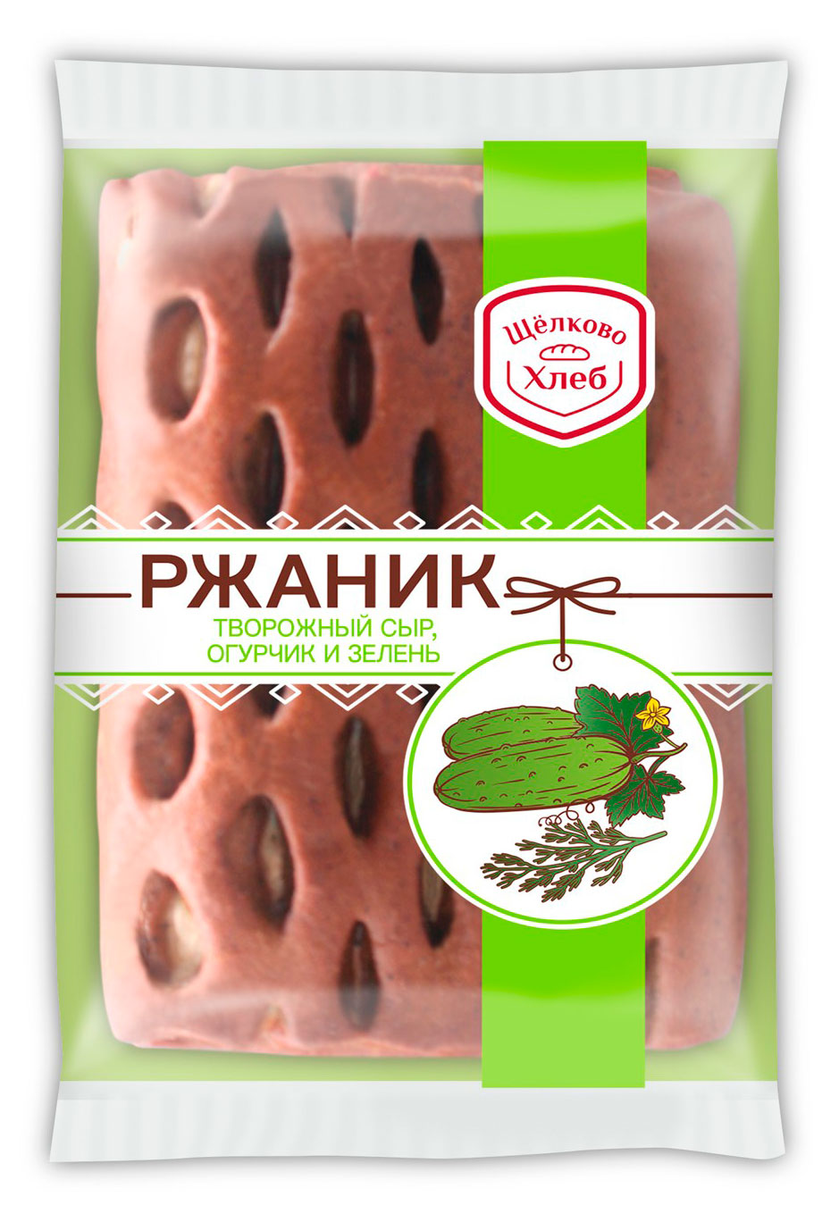 Изображение товара Ржаник Щелковохлеб с творожным сыром огурцом и зеленью 80 г