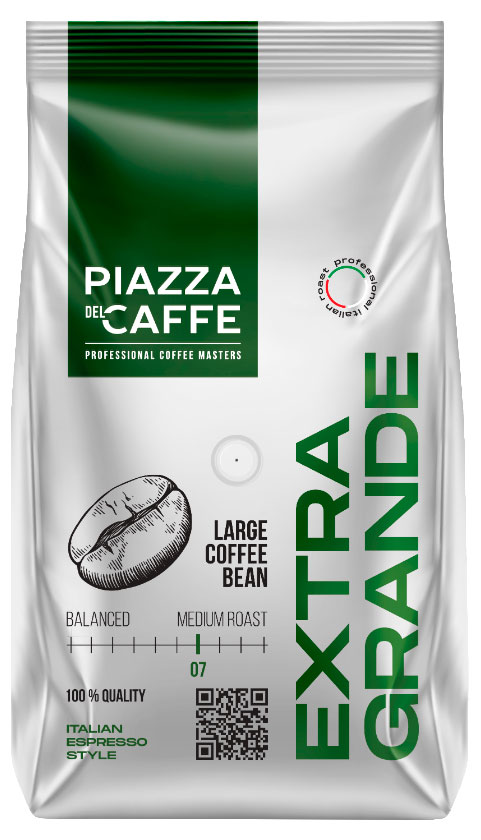 Изображение товара Кофе в зернах Plazza Del Caffe Extra Grande 800 г высокое качество сбалансированный вкус