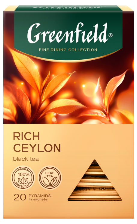 Изображение товара Чай черный Greenfield Rich Ceylon в пирамидках, 1,9 г х 20 шт