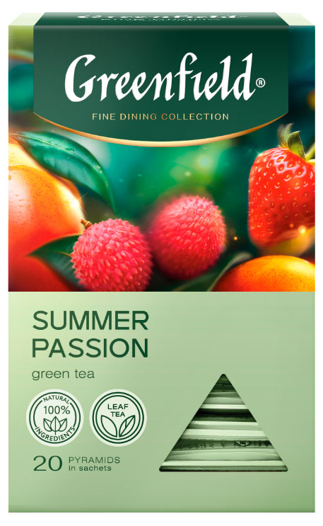 Изображение товара Чай зелены Greenfield Summer Passion в пирамидках, 1,8 г х 20 шт