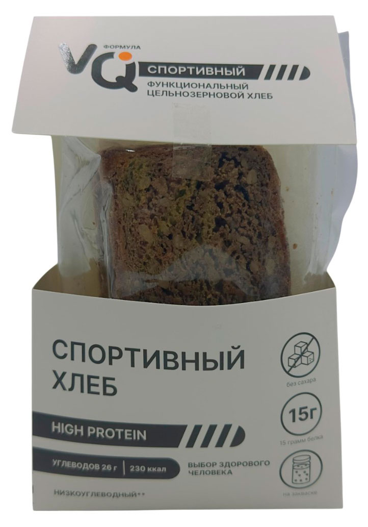 

Хлеб цельнозерновой VQ формула Спортивный бездрожжевой нарезка, 250 г