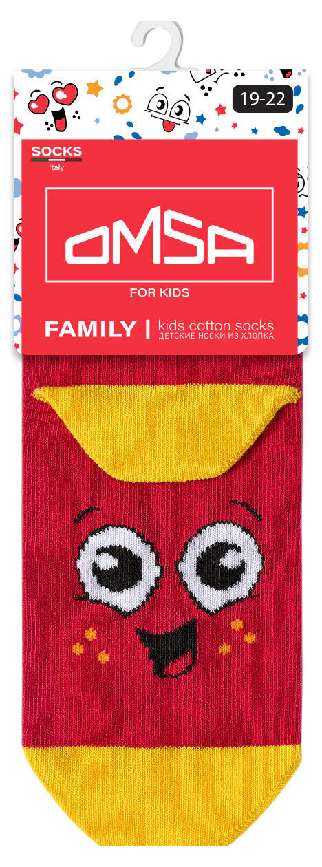 Изображение товара Детские носки Omsa Смайлик красные для мальчиков и девочек Размер 27-30