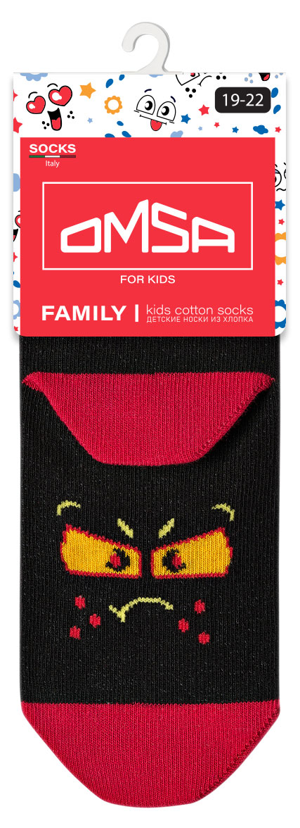 Изображение товара Детские носки Omsa Смайлик черные р 27-30 яркий рисунок хлопок