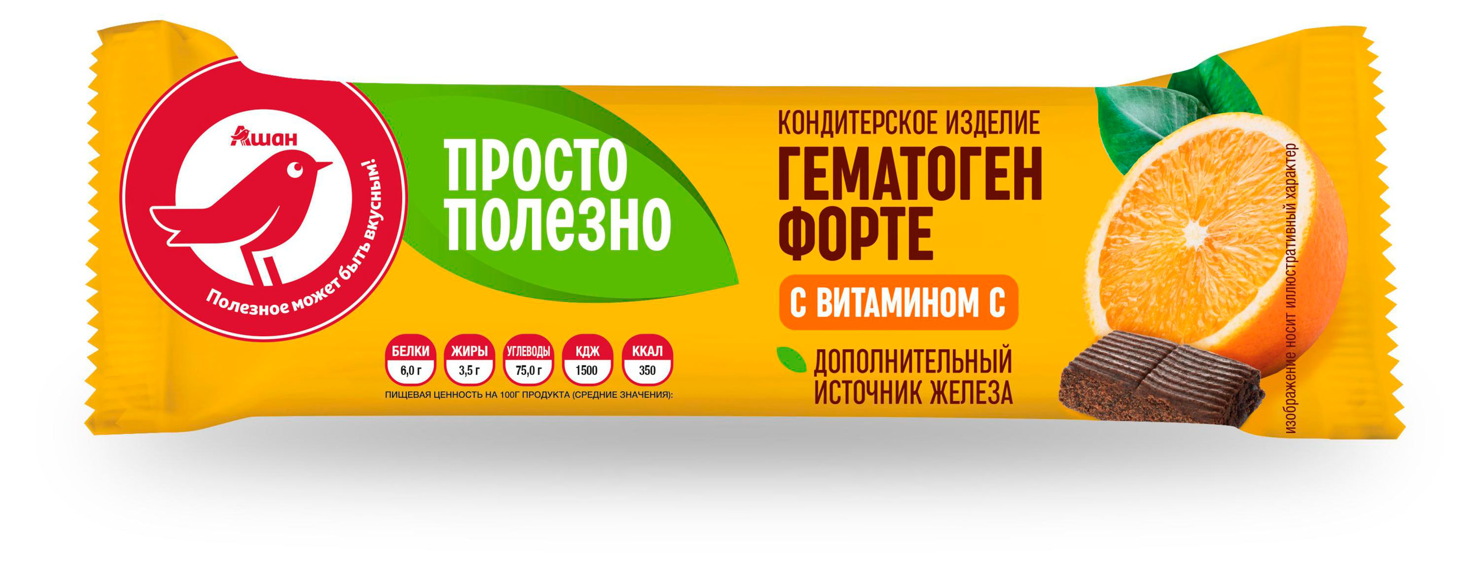 Изображение товара Гематоген АШАН Красная птица с витамином С, 40 г