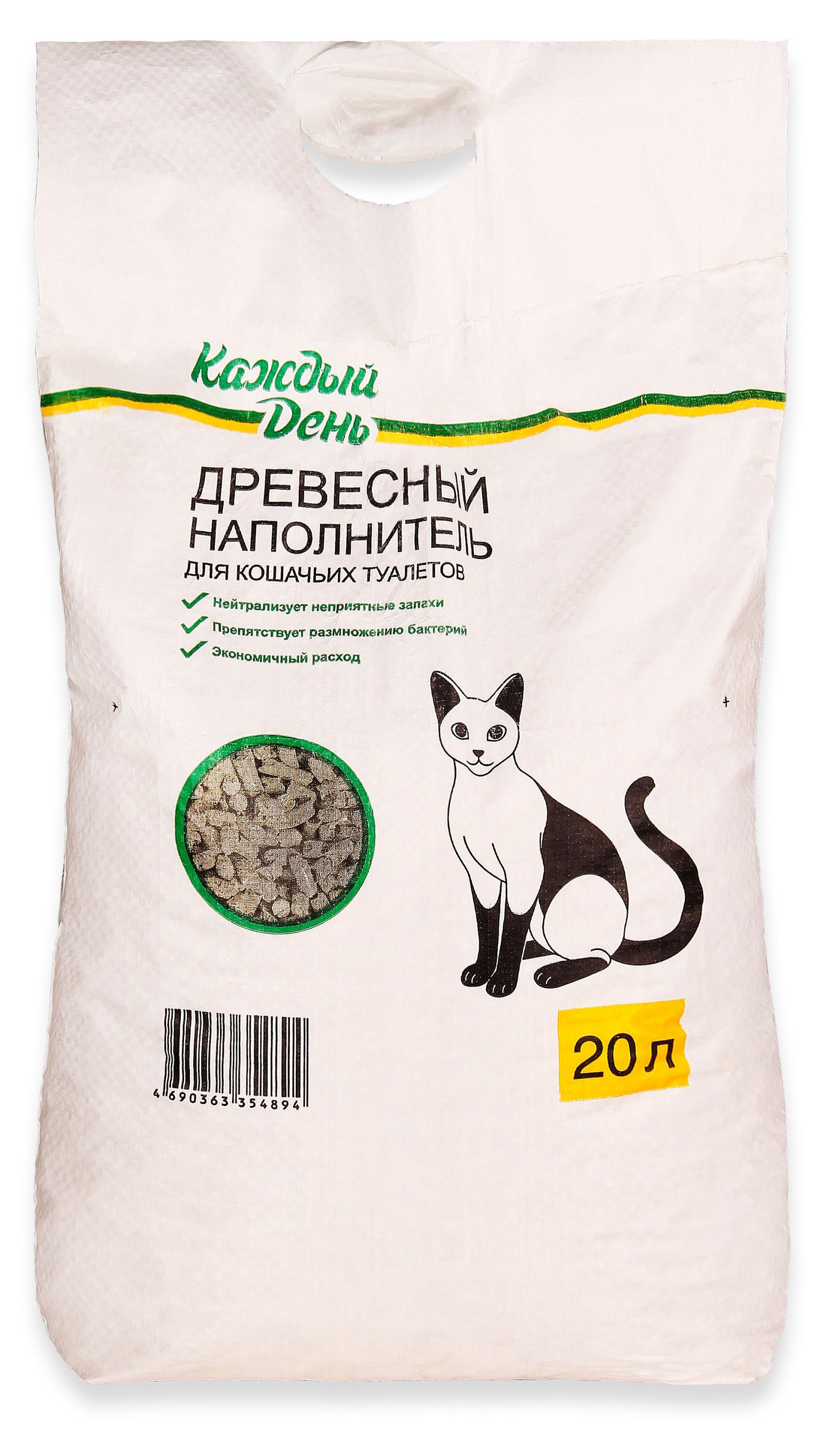 

Наполнитель для кошачьего туалета Каждый день Древесный, 20 л