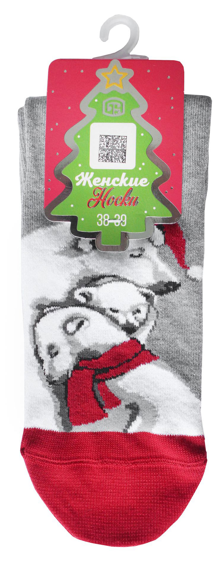 Изображение товара Носки женские «Брестские» Classic Новый год светло-серый меланж, р. 25