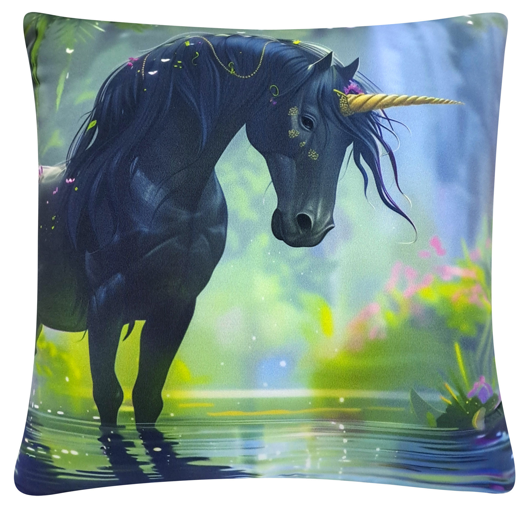 Изображение товара Подушка антистресс Единорог 35х35 см декоративная для интерьера