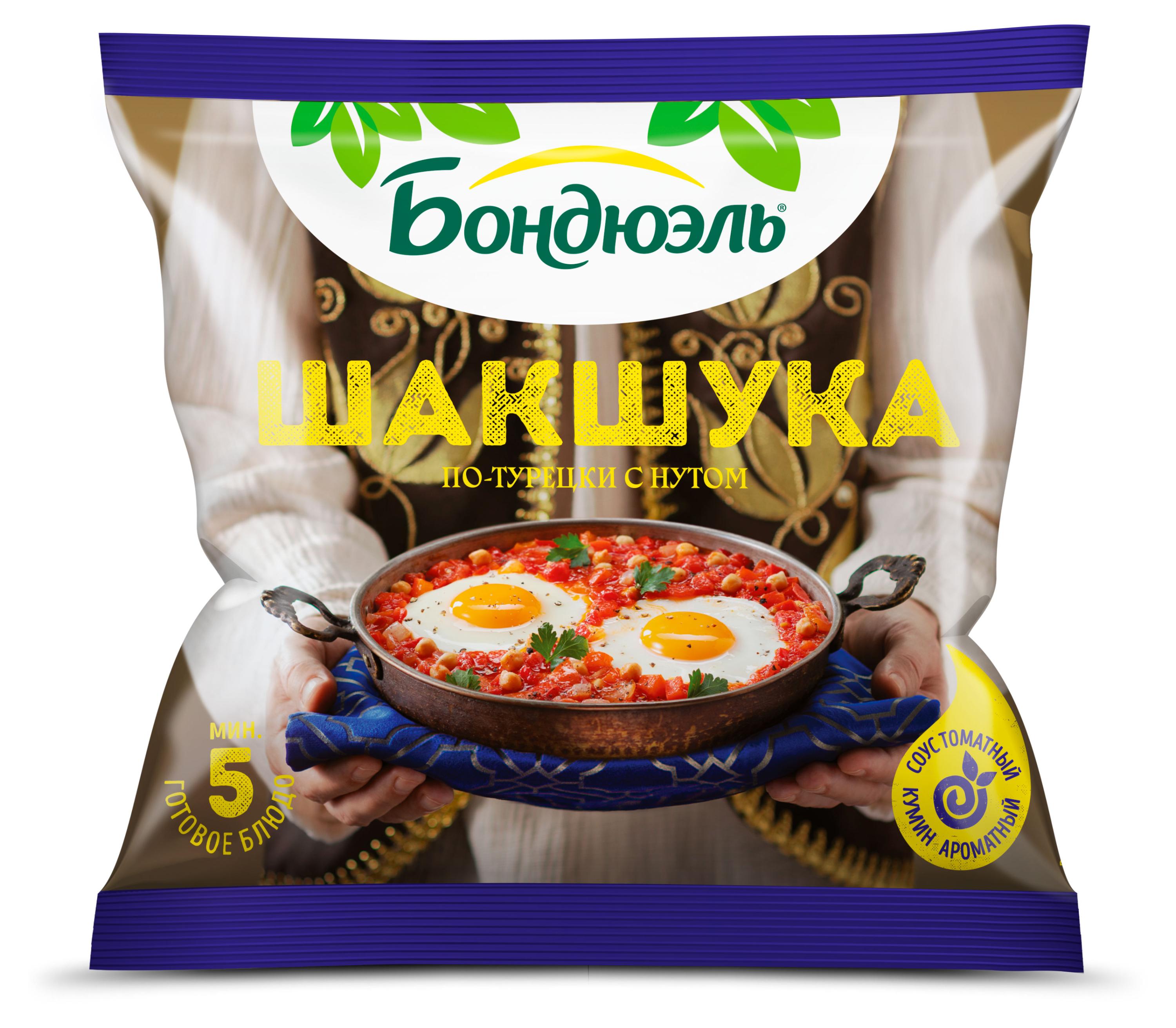 Изображение товара Смесь овощная «Бондюэль» Шакшука по-турецки с нутом замороженная, 200 г