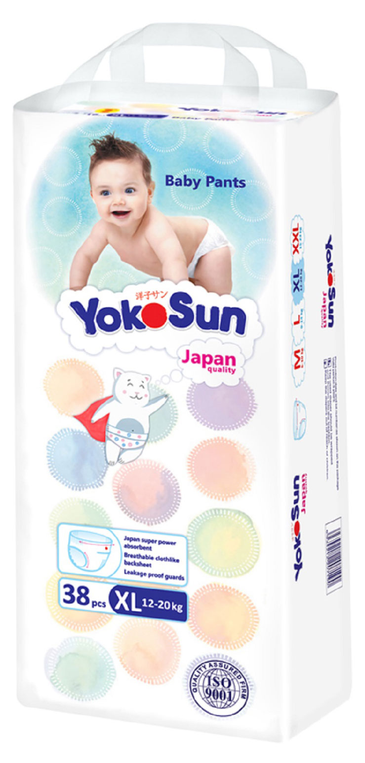 Изображение товара Подгузники-трусики YokoSun XL 12-20кг, 38 шт - мягкие и сухие для малышей