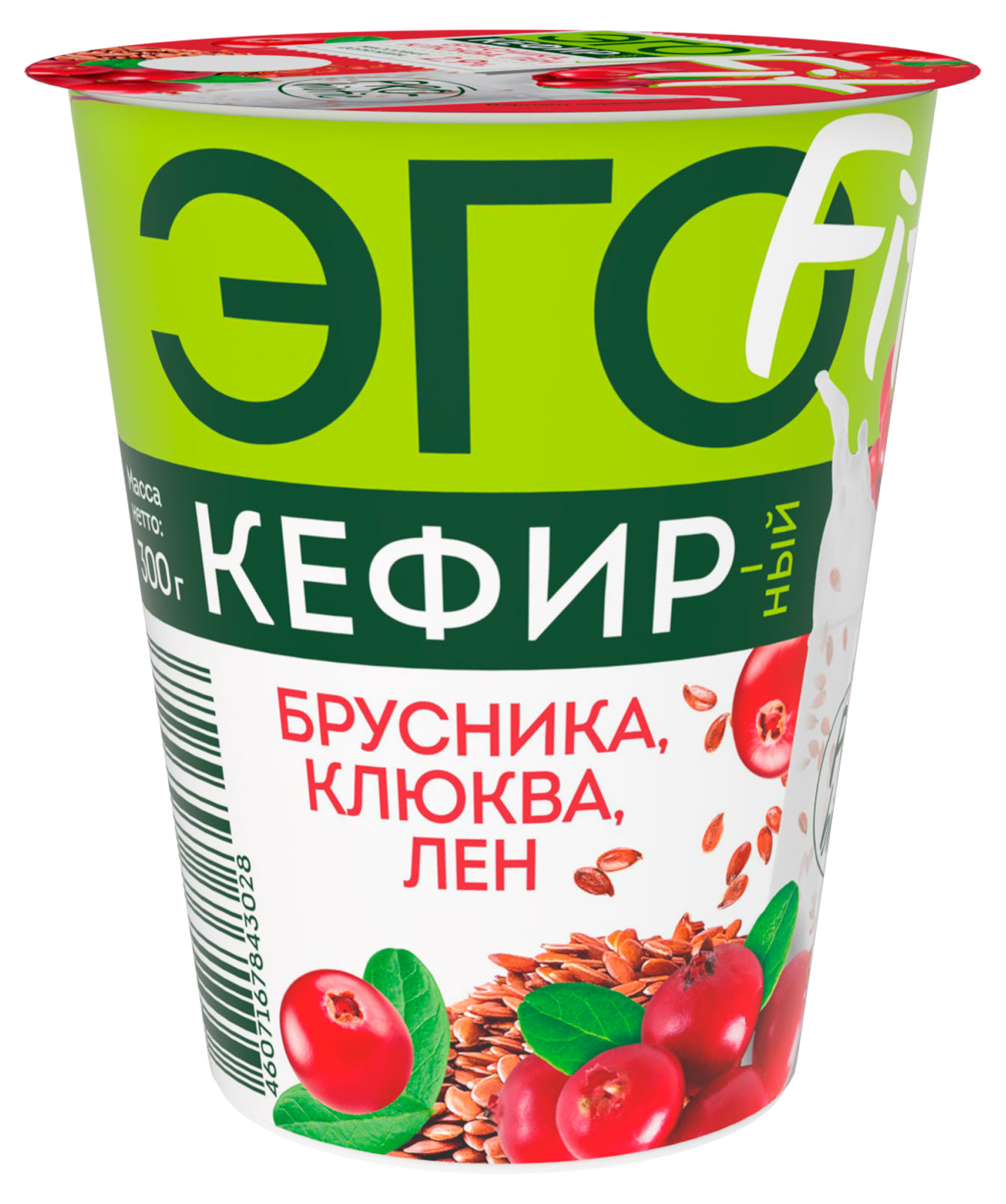 

Кефир ЭГО Брусника Клюква Лен, 300 г