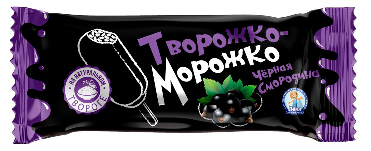 Изображение товара Десерт творожный «Лева из Могилева» Творожко-Морожко с черной смородиной эскимо на палочке 12% Беларусь замороженный, 80 г