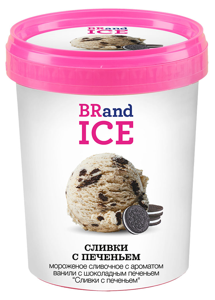 Изображение товара Мороженое сливочное BRandICE Сливки с печеньем БЗМЖ, 1 л