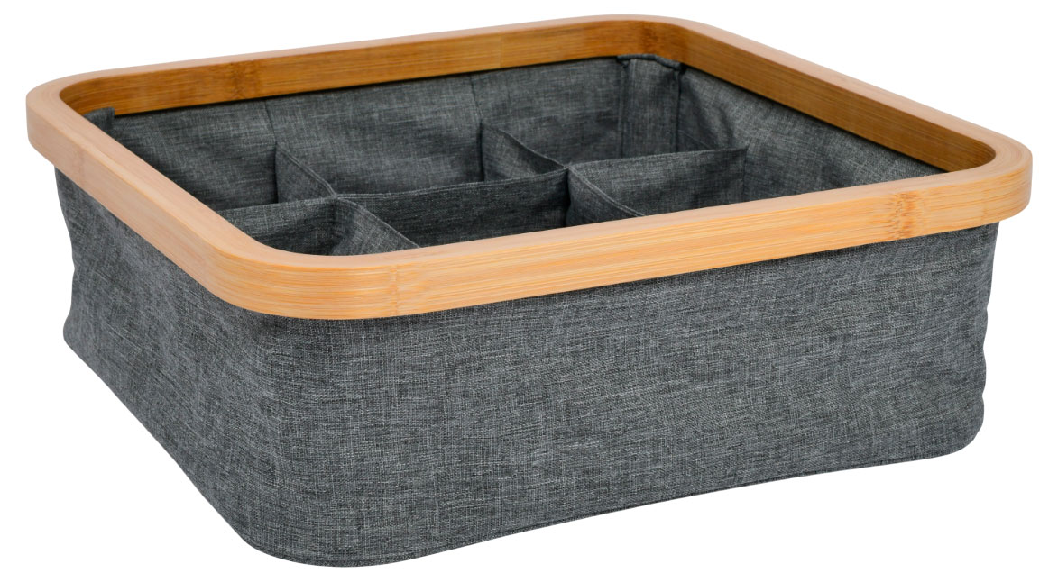 

Контейнер для хранения Actuel текстильный 9-секционный темно-серый, 30x30x9,5 см