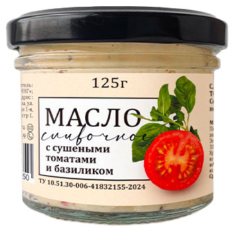 

Масло сладко-сливочное Craft Eco Food несоленое с сушеным томатом и базиликом в стеклянной банке 82,5%, 125 г