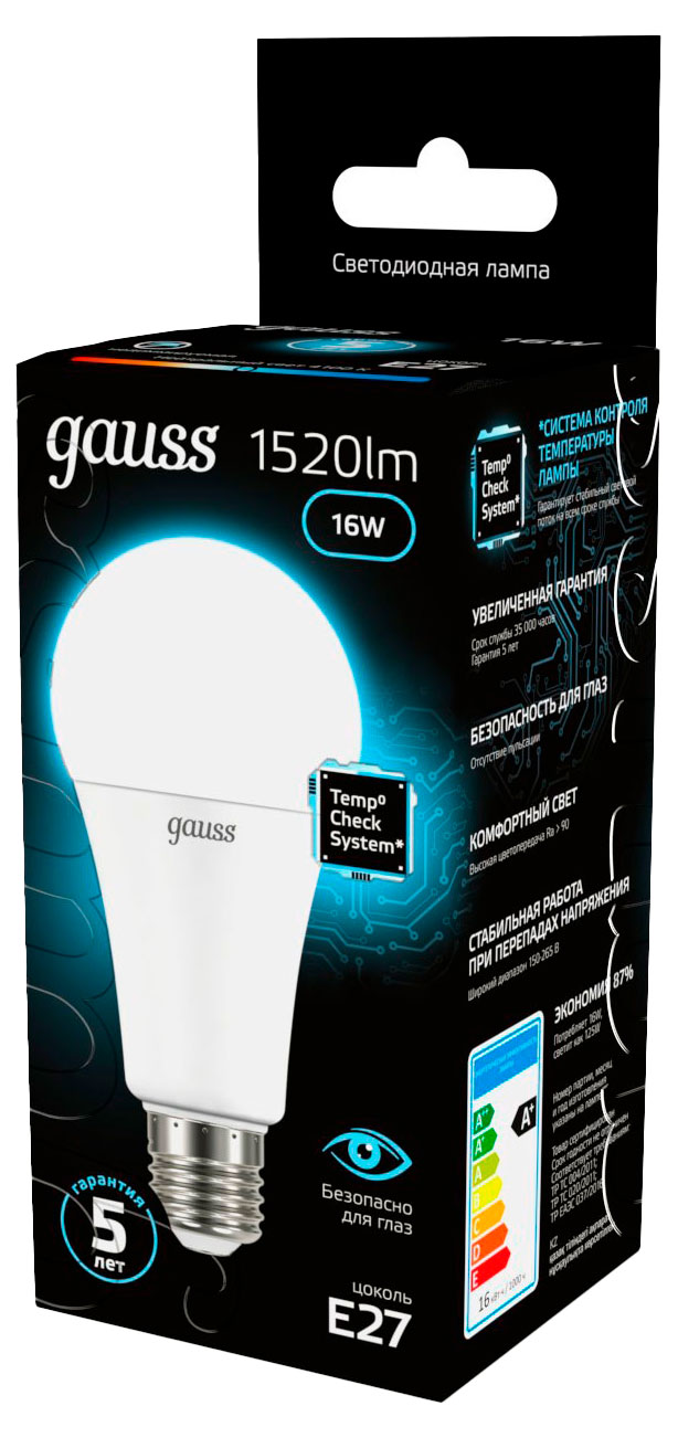 

Лампа светодиодная Gauss Е27 16W 1520 Лм нейтральный белый