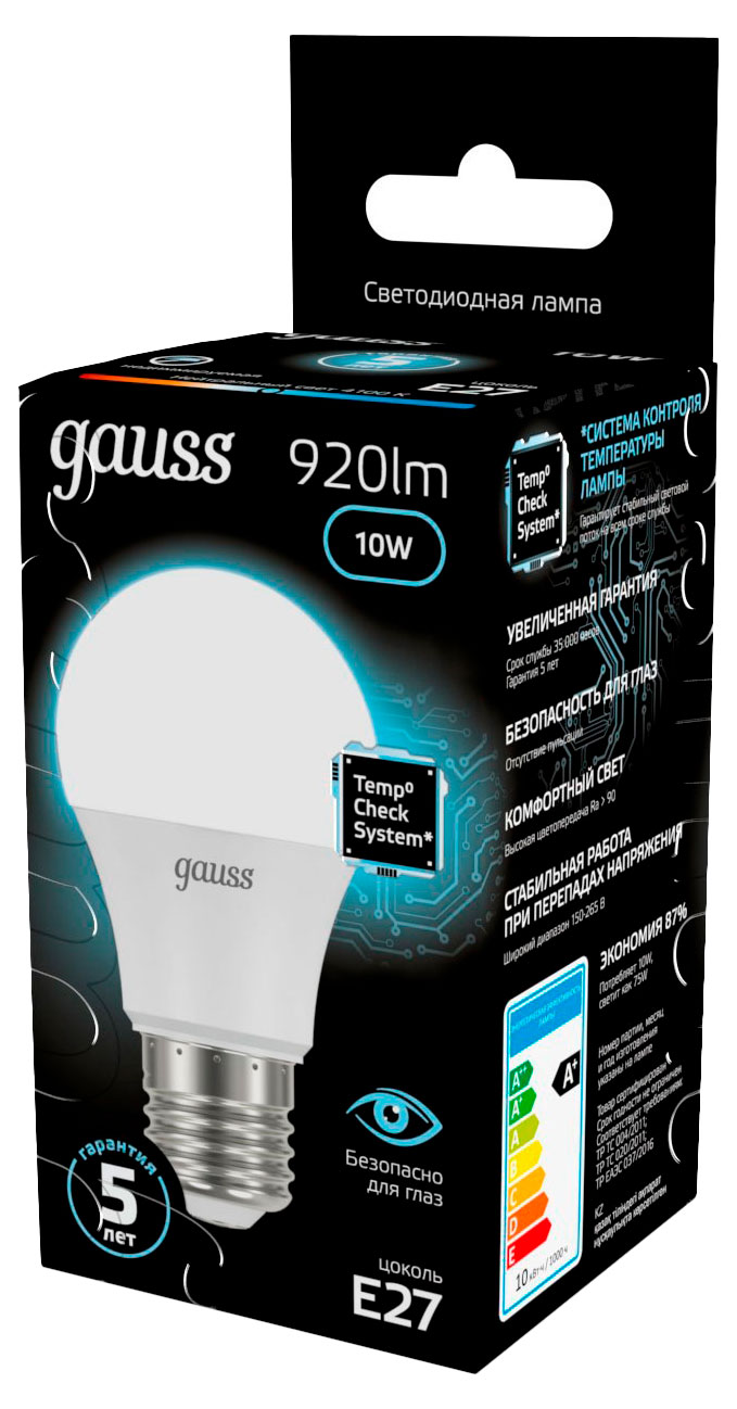 

Лампа светодиодная Gauss E27 10W 920 Лм нейтральный белый