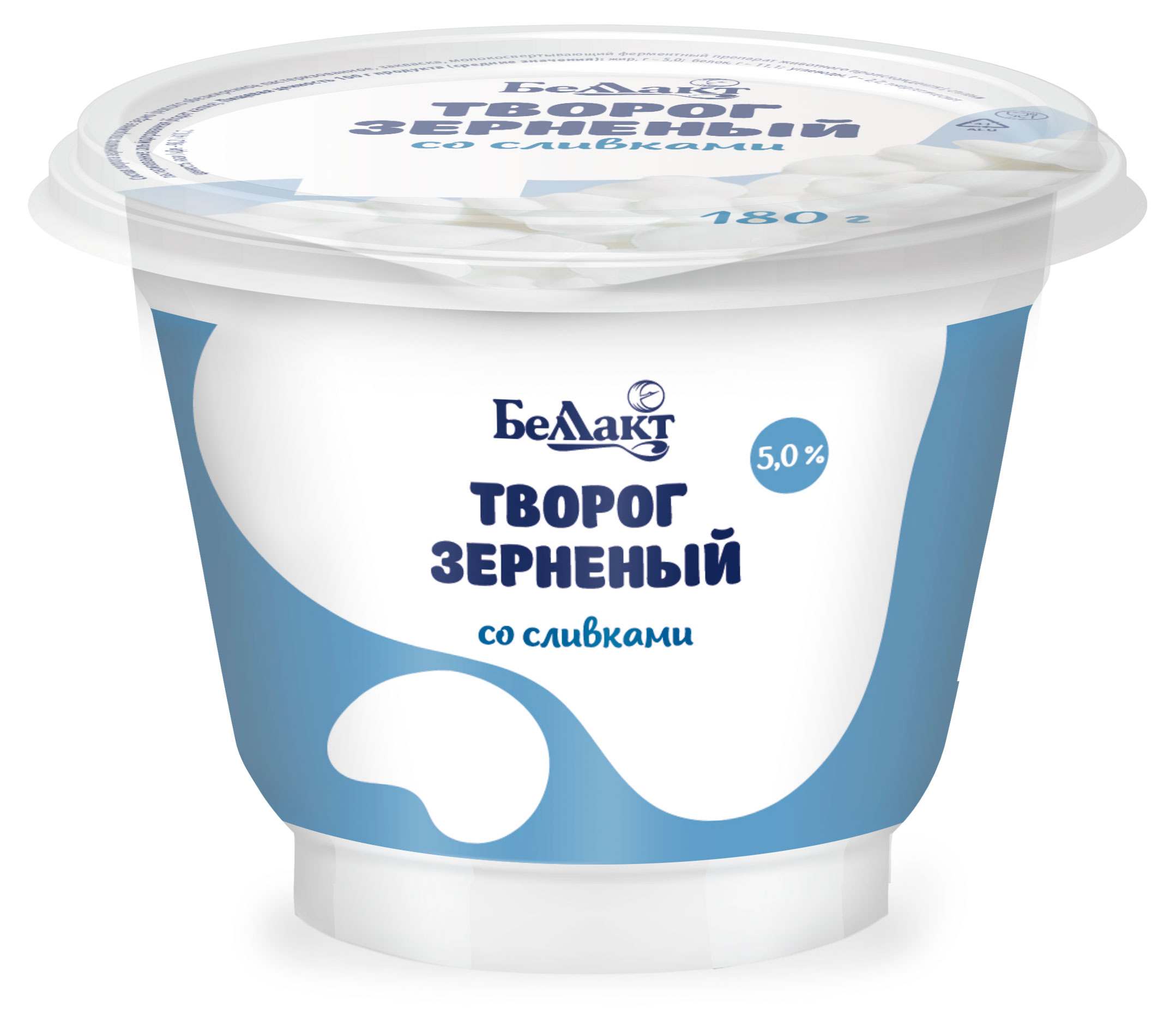 Изображение товара Творог зерновой Беллакт со сливками 5% 180 г для полезного завтрака