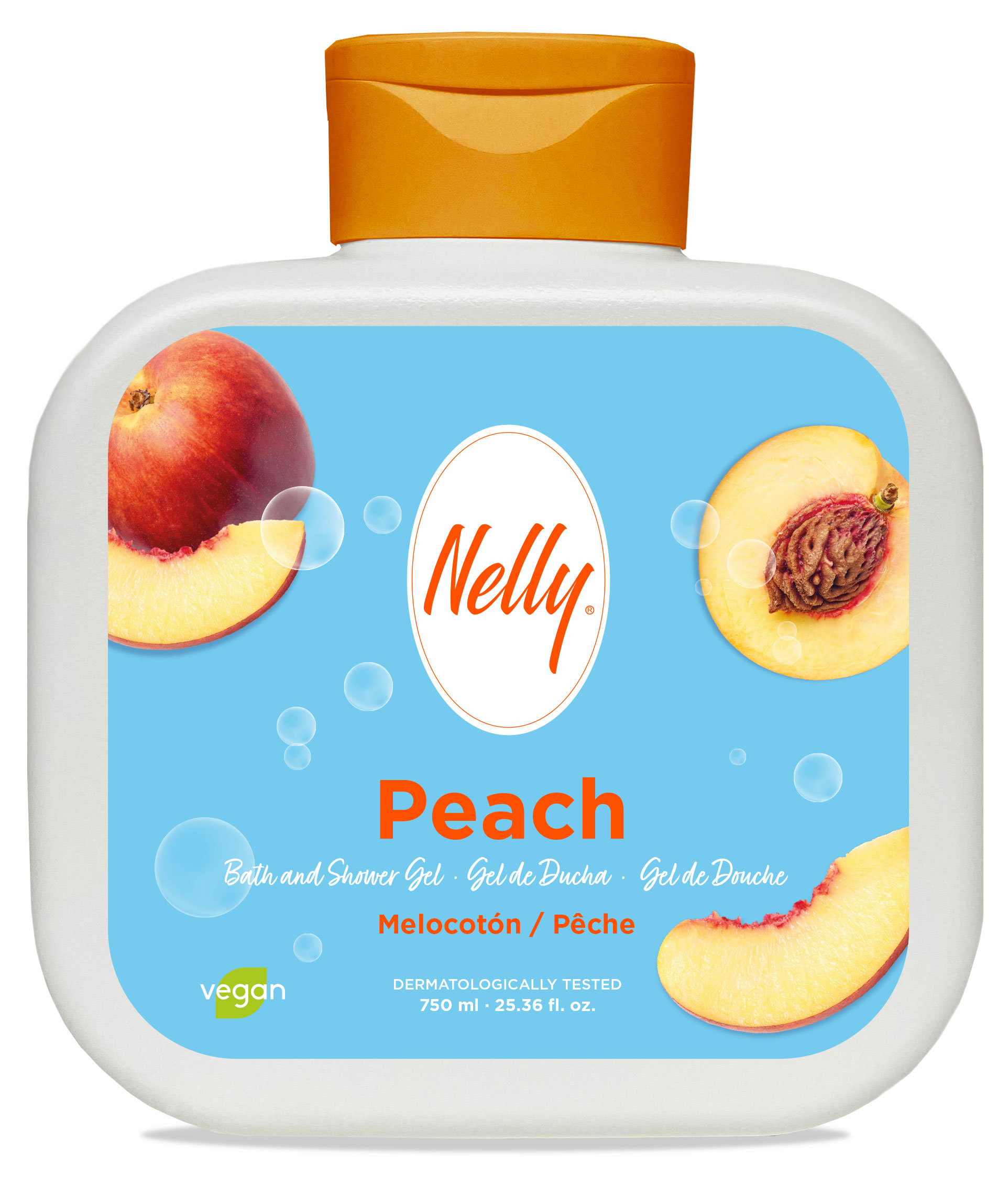 Изображение товара Гель для душа Nelly Peach 750 мл с ароматом персика мягкое очищение и питание кожи