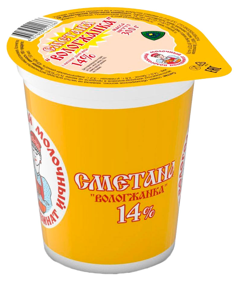 

Сметана Вологжанка 14% БЗМЖ, 300 г
