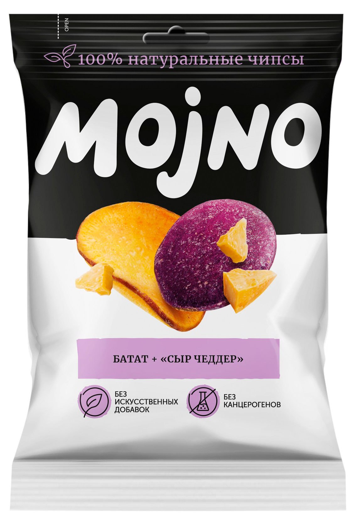 Изображение товара Чипсы натуральные Mojno из батата сыр Чеддер, 75 г
