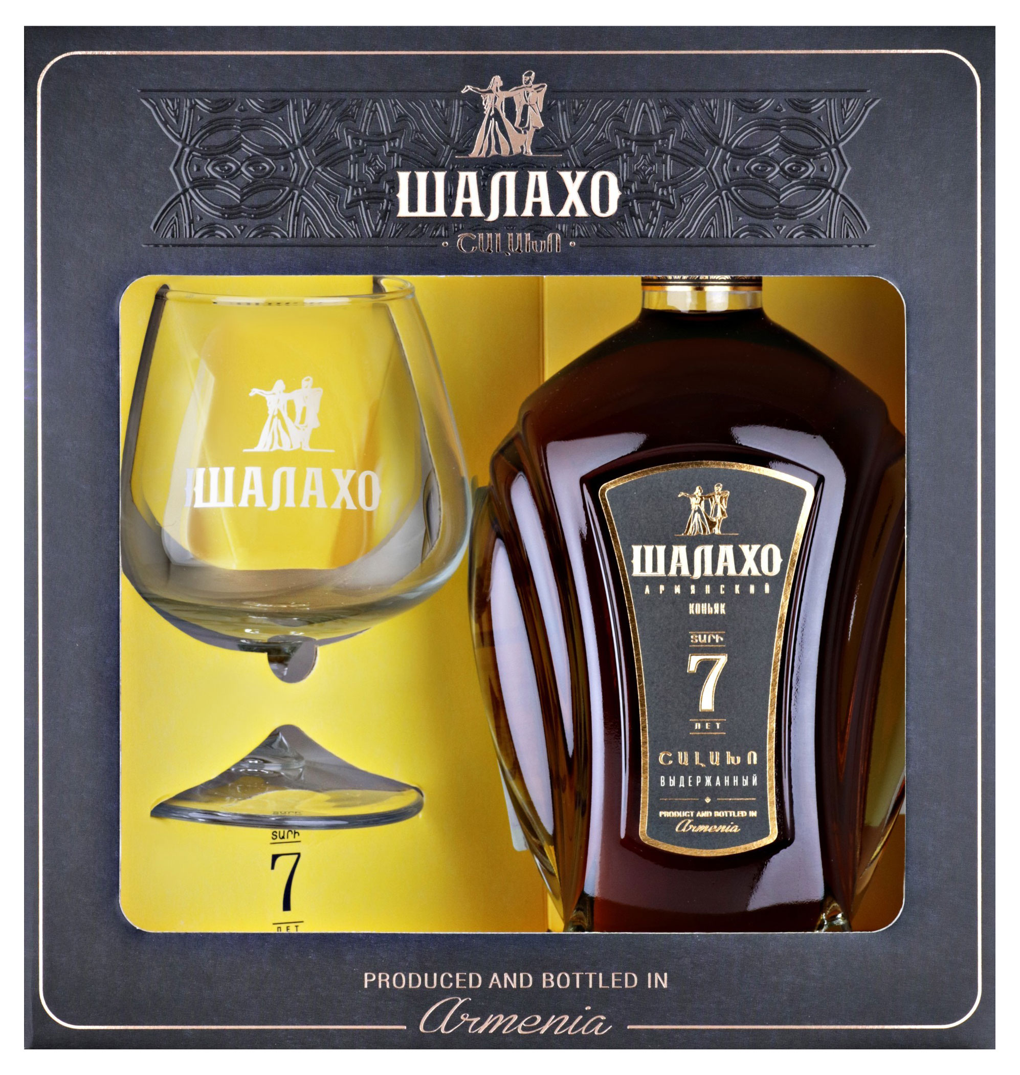 Изображение товара Коньяк "Шалахо" 7 лет, 0, 5 л в подарочной упаковке