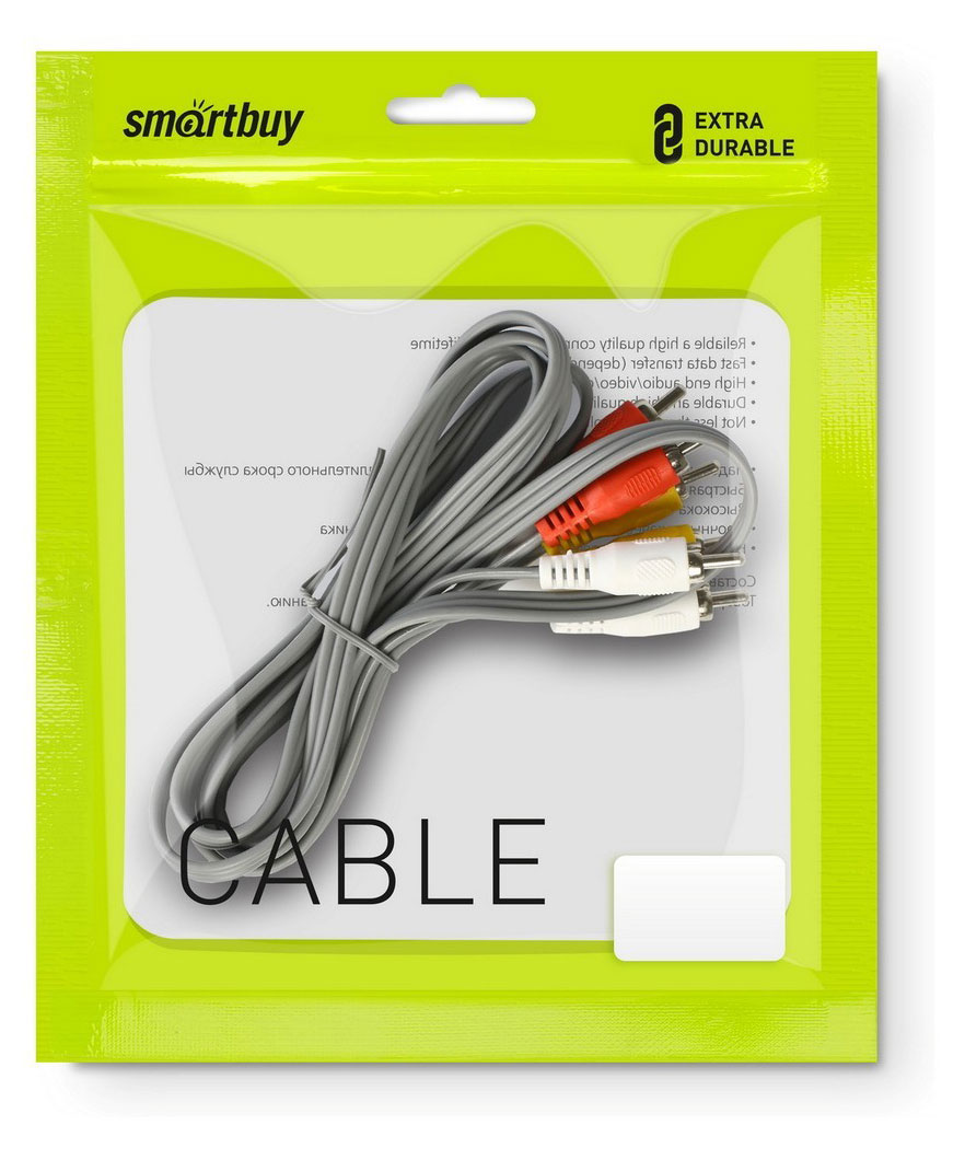 Изображение товара Кабель соединительный SmartBuy 3xRCA 1,8 м для аудио и видео