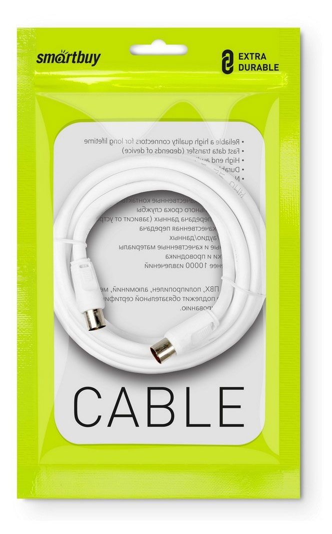 Изображение товара Антенный кабель SmartBuy M-F K-TV233-60 3 метров для подключения антенны и телевизора