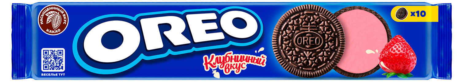 

Печенье OREO с какао и начинкой с клубничным вкусом, 95 г