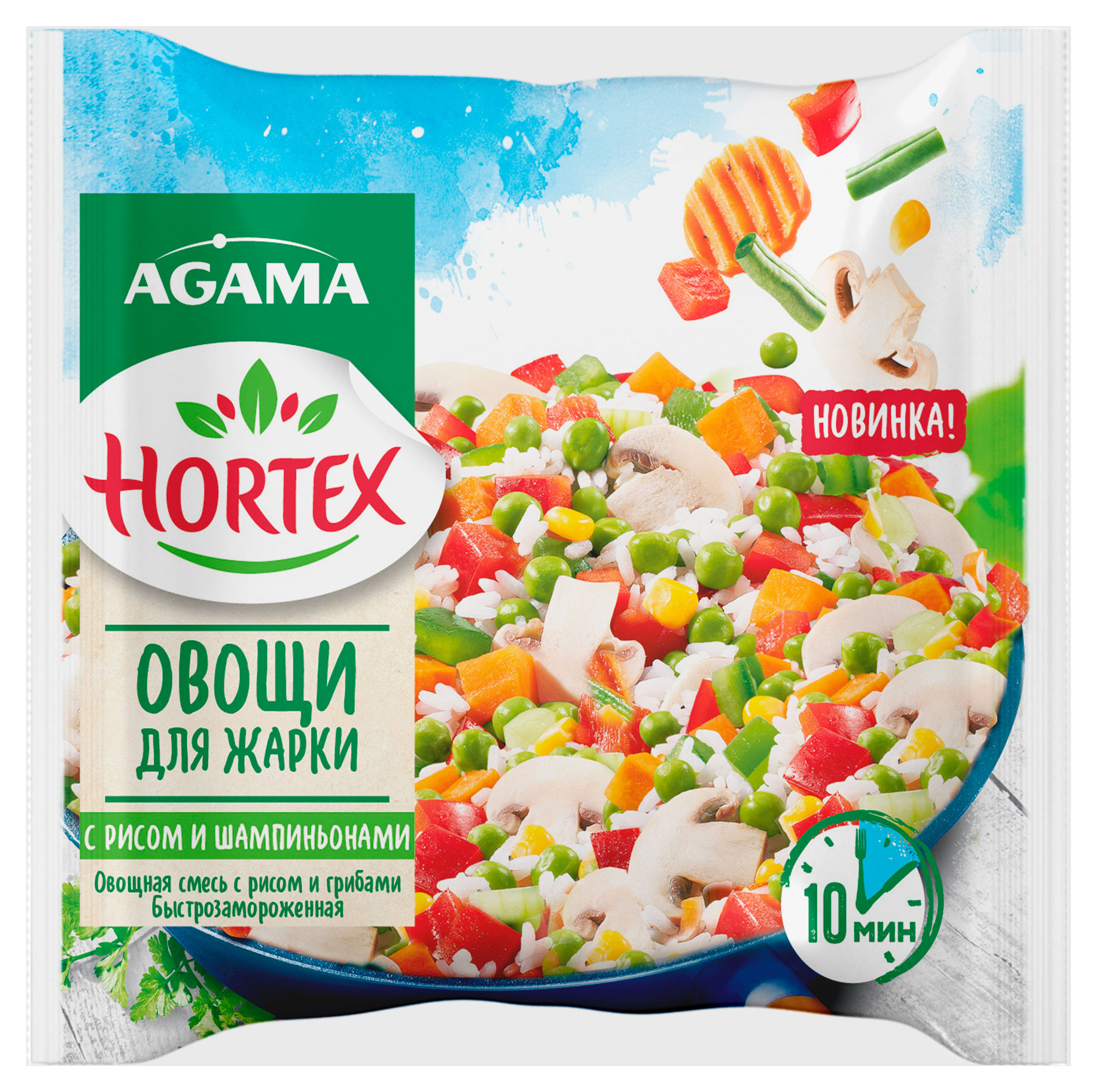 

Овощи для жарки Agama с рисом и шампиньонами замороженные, 400 г