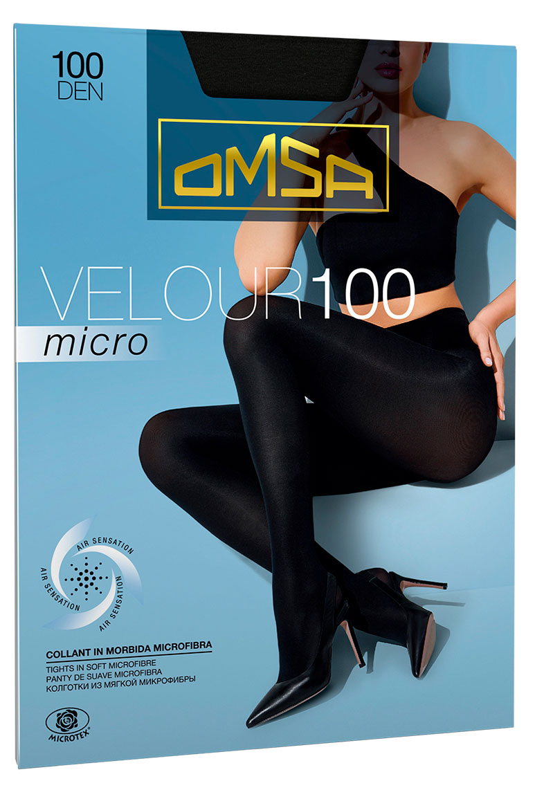

Колготки женские Omsa Velour micro 100 den Nero, р. 2
