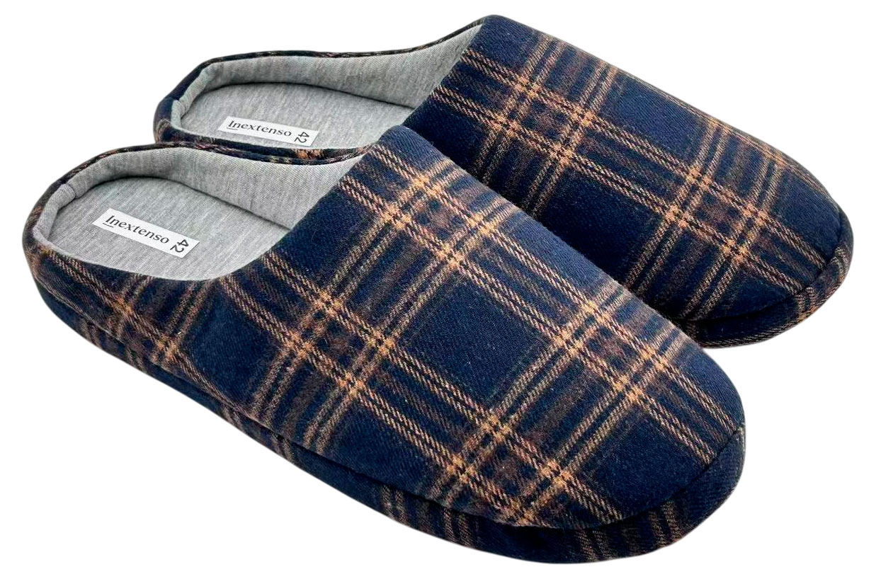 

Тапочки мужские InExtenso синие в клетку, 39/40-45/46