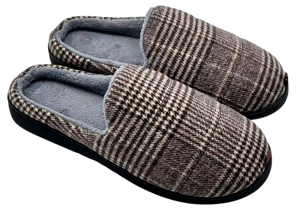 Изображение товара Мужские домашние тапочки InExtenso коричневые в клетку размер 41-46