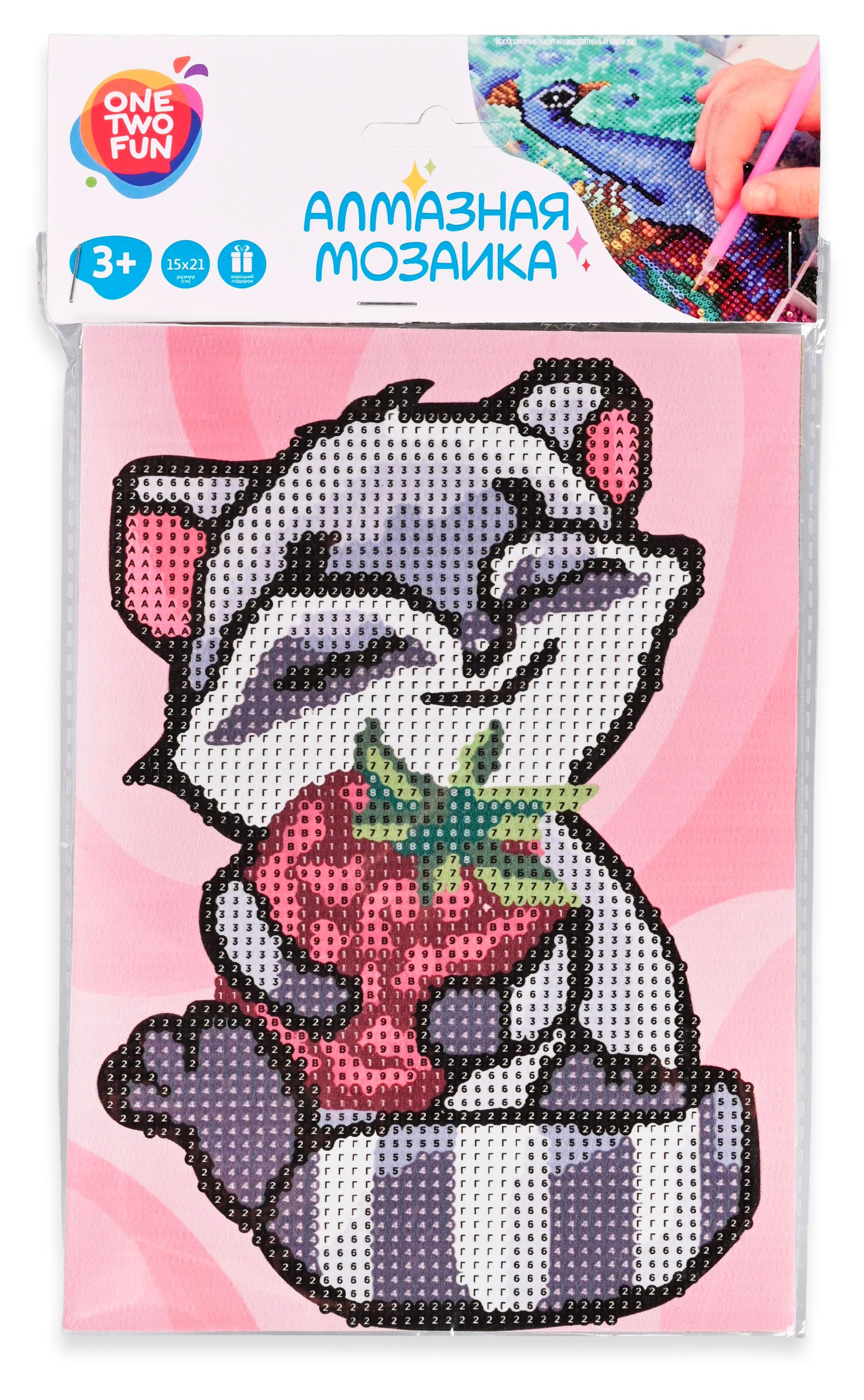 

Мозаика алмазная ONE TWO FUN Енотик, 15х21 см