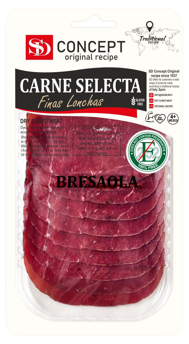 Изображение товара Говядина сыровяленая SD Concept Брезаола 50 г нарезка натуральный деликатес