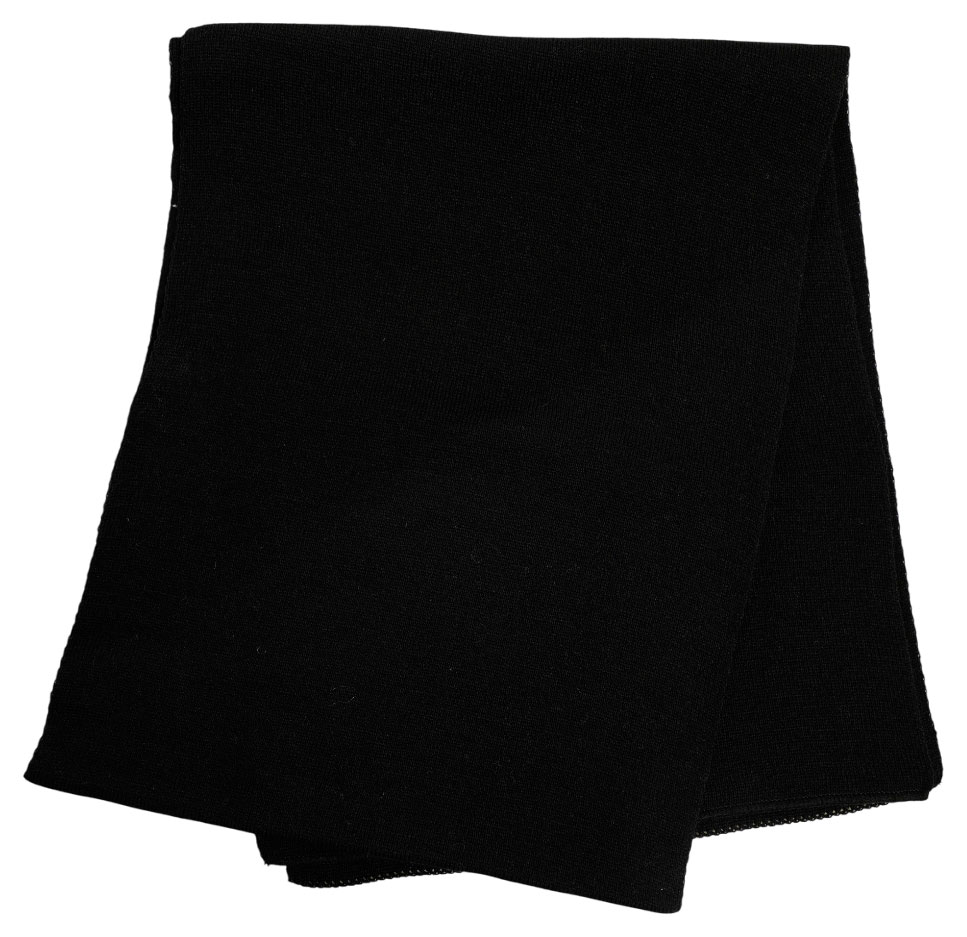 Изображение товара Мужской вязаный шерстяной шарф Fishka черный 30х160 см зимний аксессуар