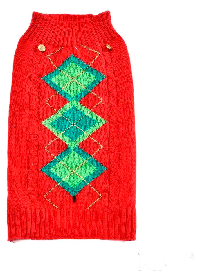 

Свитер для собак с ромбами красный