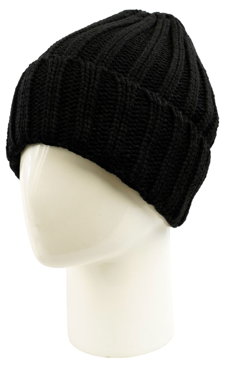 Изображение товара Мужская зимняя шапка Fishka бини черная 56-58 акрил шерсть зимняя
