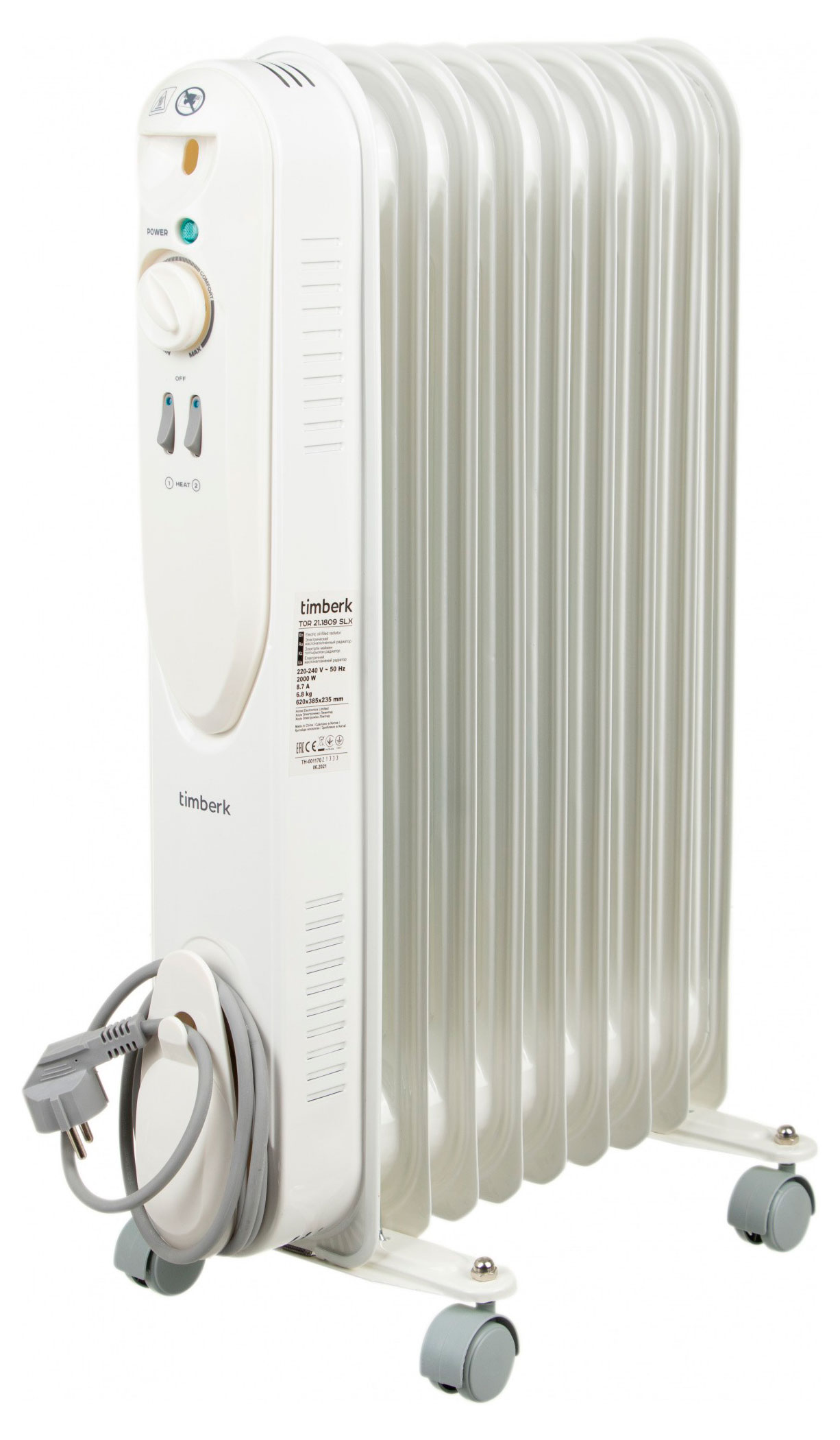 Изображение товара Масляный радиатор Timberk TOR 21.1809 SLX 2000 Вт напольный с термостатом