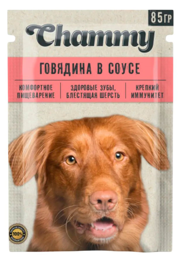 

Влажный корм для собак Chammy с говядиной в соусе, 85 г