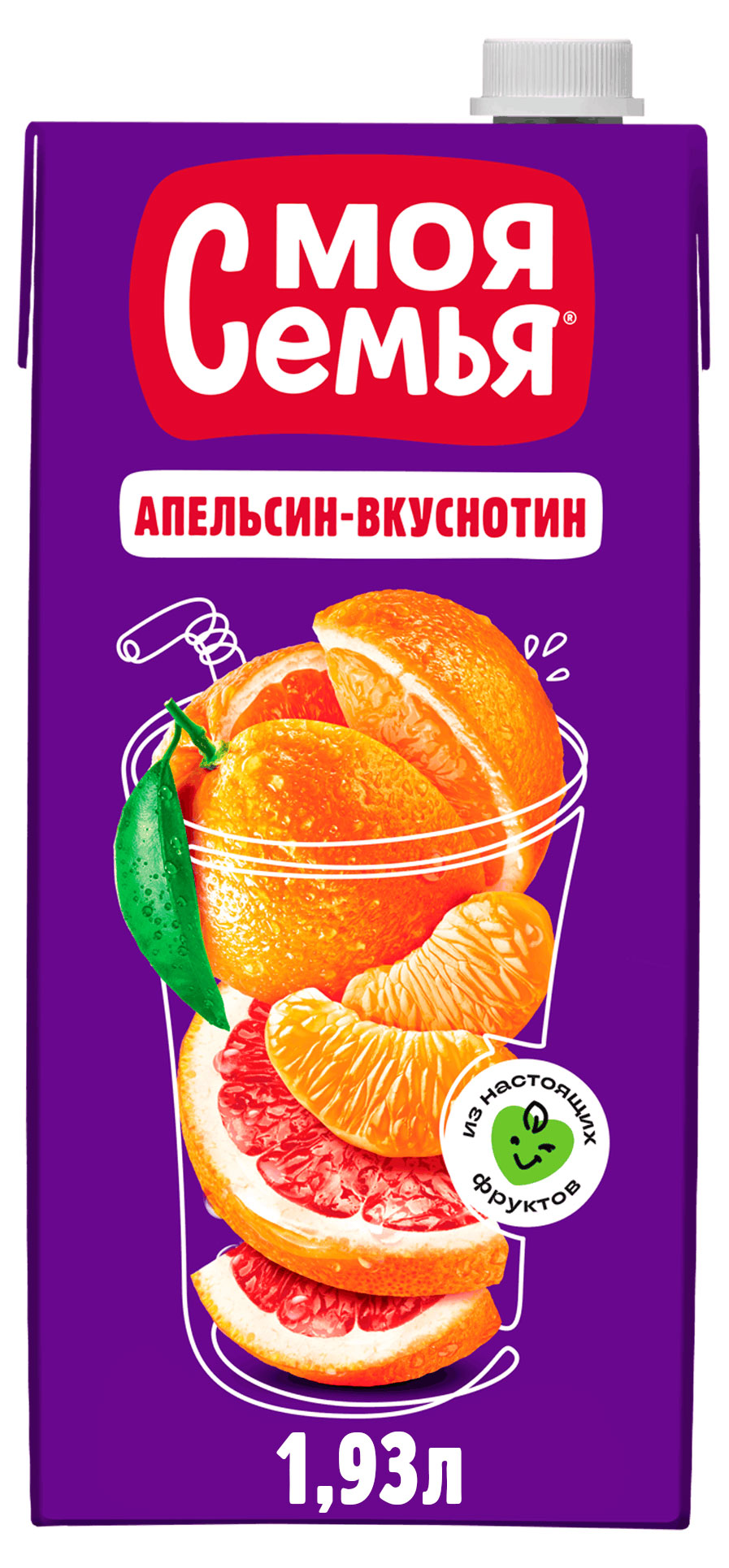 Изображение товара Напиток сокосодержащий "Моя семья" Апельсин-Вкуснотин 1. 93 л