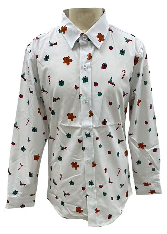 

Рубашка для мальчика новогодняя белая, р. 116-164