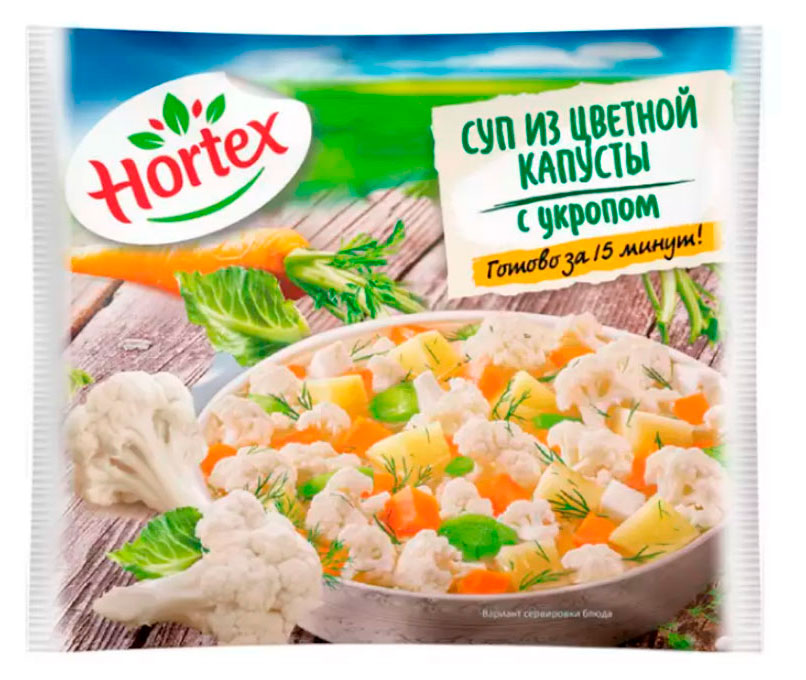 Изображение товара Овощная суповая смесь Суп из цветной капусты Hortex 400 г замороженная