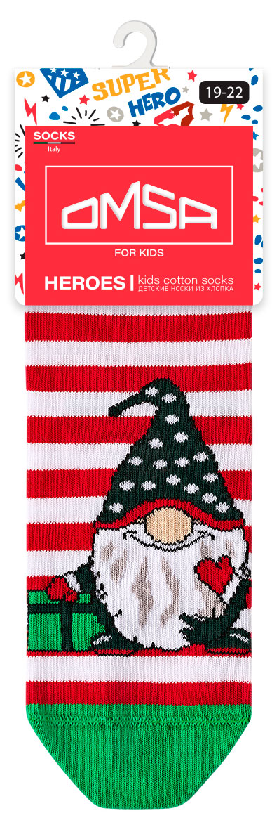 

Носки детские Omsa с гномиком в красную полоску, р 27-30