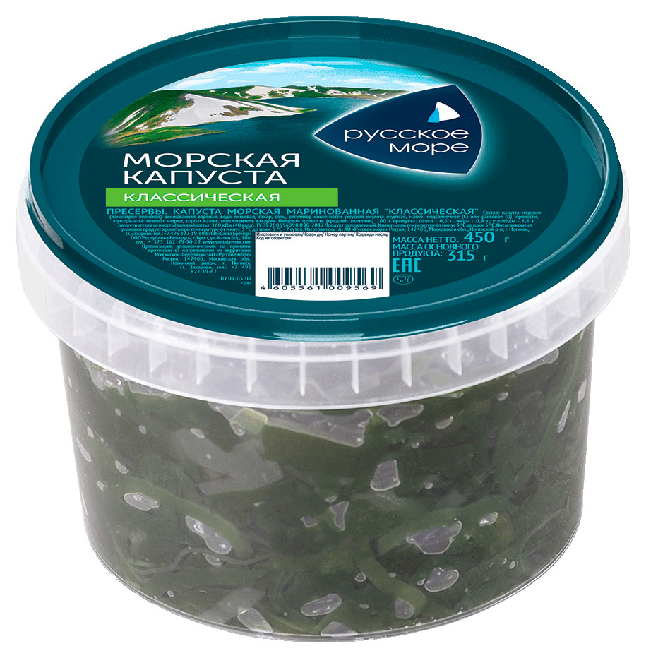 

Морская капуста Русское море Классическая маринованная, 450 г