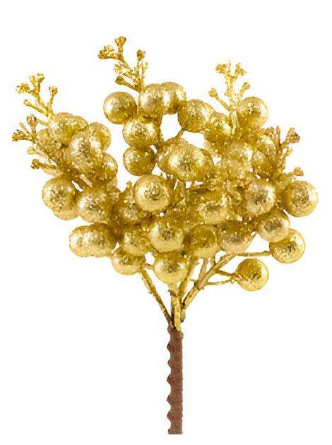 

Набор-букет DecoLine с ягодами из 6 веток золотой h 19 см для цветов и подарков, 1 шт