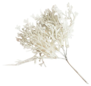 Изображение товара Декоративная ветка DecoLine Туи с глиттером белая 20 см для украшения интерьера