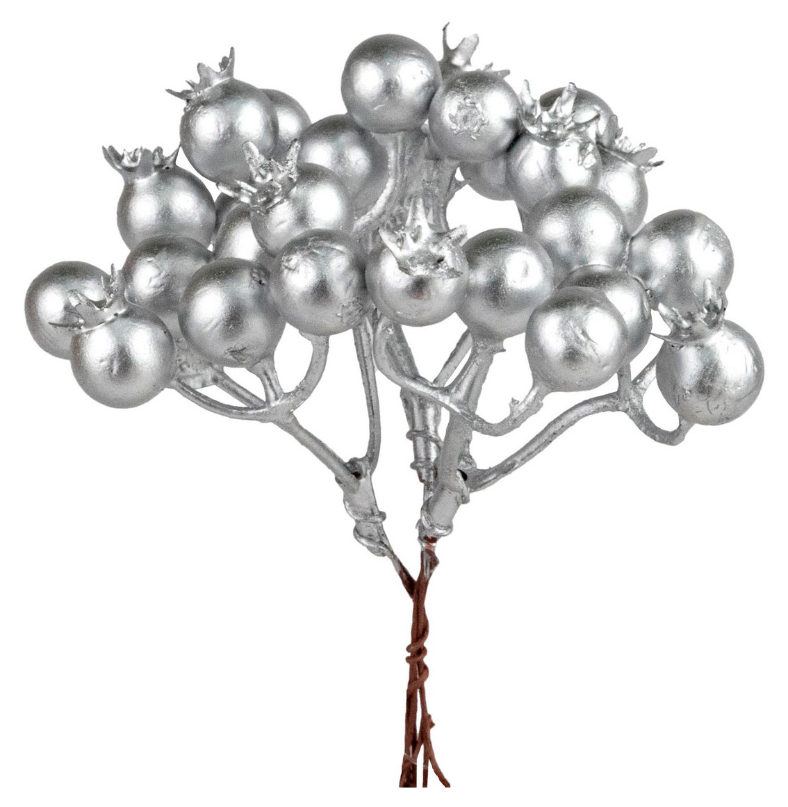 

Набор-букет DecoLine из 3 веток с ягодами на вставках H14 см серебряный для цветов и подарков, 1 шт