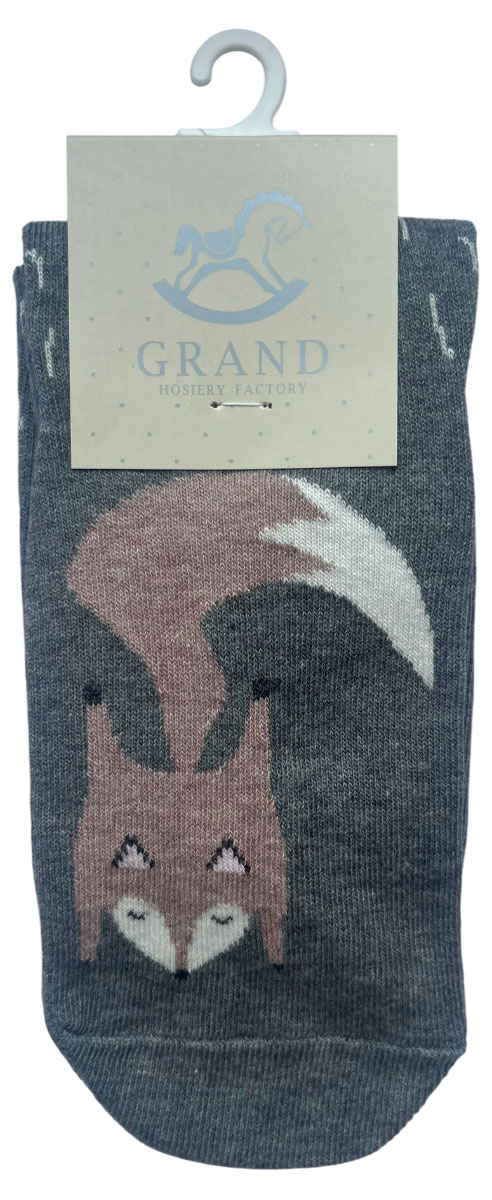Изображение товара Детские носки ТОП Лисы серые 22-24 классические для мальчиков и девочек