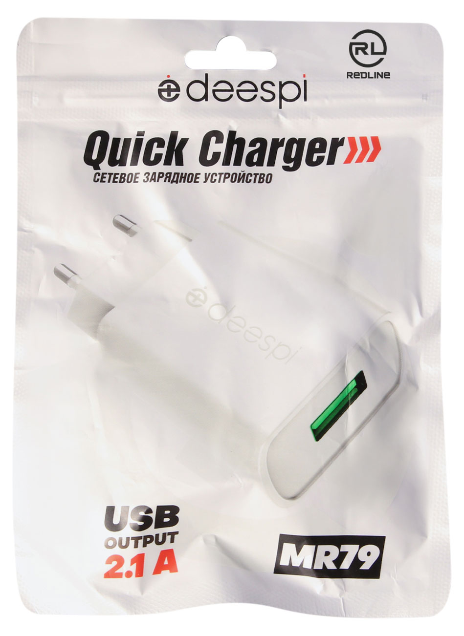 

Сетевое зарядное устройство Red Line GC-01 USB-A 2.1A белое